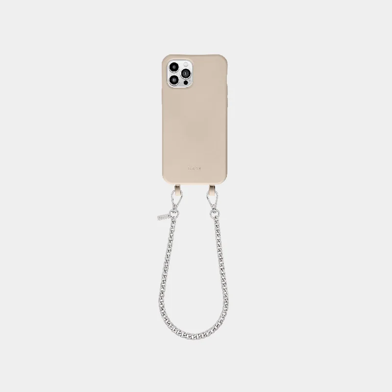 Beige Phone Case + Silver-Plated Wristlet