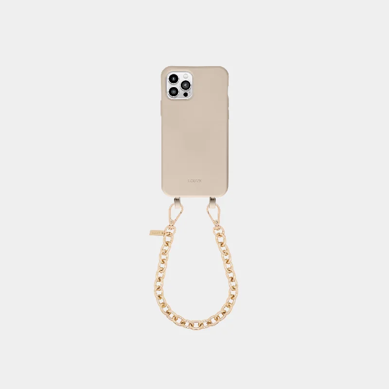 Beige Phone Case + Gold-Plated Wristlet