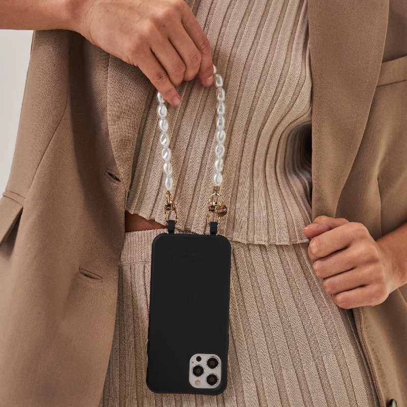 Black Phone Case + Pearl Wristlet | As Seen in Emily in Paris