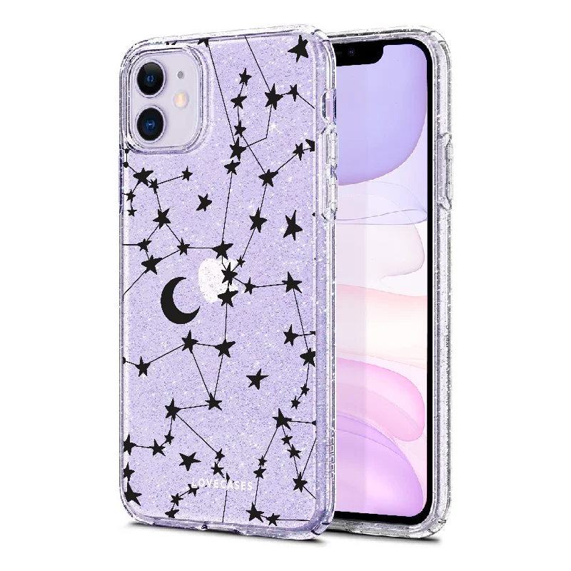 Black Stars & Moons Glitter Phone Case