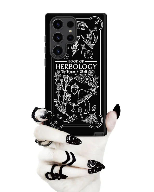 Book of Herbology B&W Tough Phone Case for Samsung - Elegant Durable Protective Witchy Gothic Unique Design