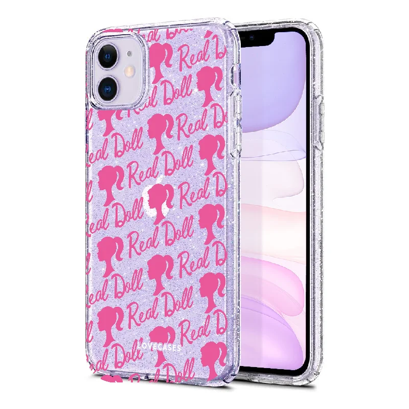 Bright Pink Doll Pattern Glitter Phone Case