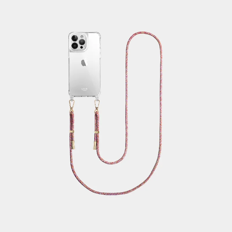 Clear Phone Case + Blush Crossbody Strap