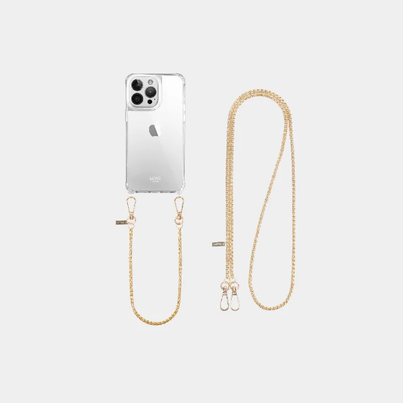 Clear Phone Case + Gold-Plated Wristlet & Crossbody Chain