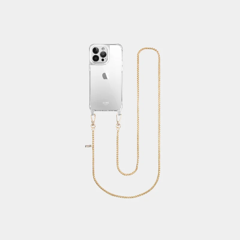 Clear Phone Case + Gold-Plated Crossbody Chain