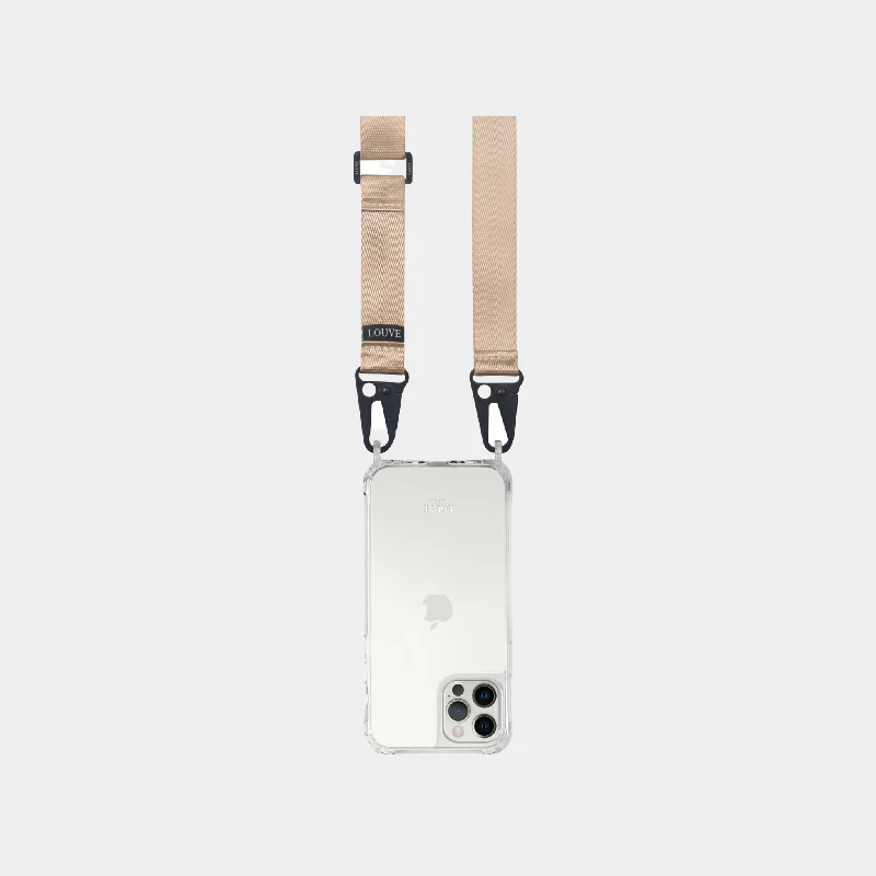 Clear Phone Case + Nude Crossbody Lanyard