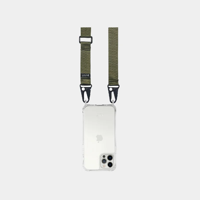 Clear Phone Case + Olive Crossbody Lanyard | Men