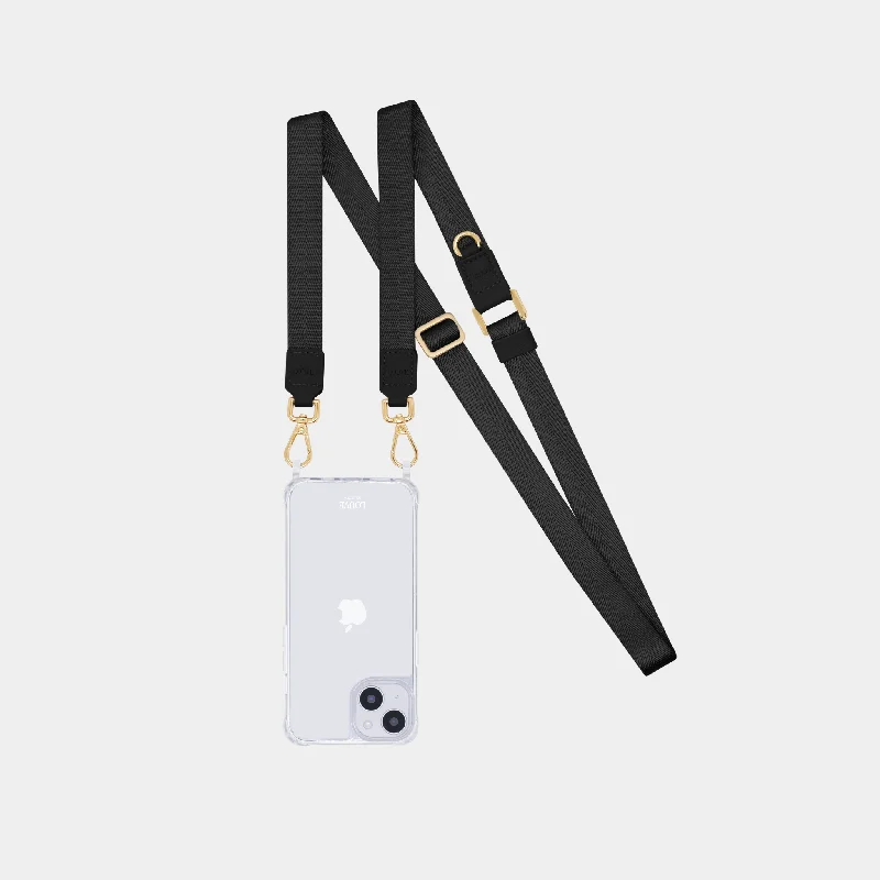 Clear Phone Case + Black Crossbody Lanyard