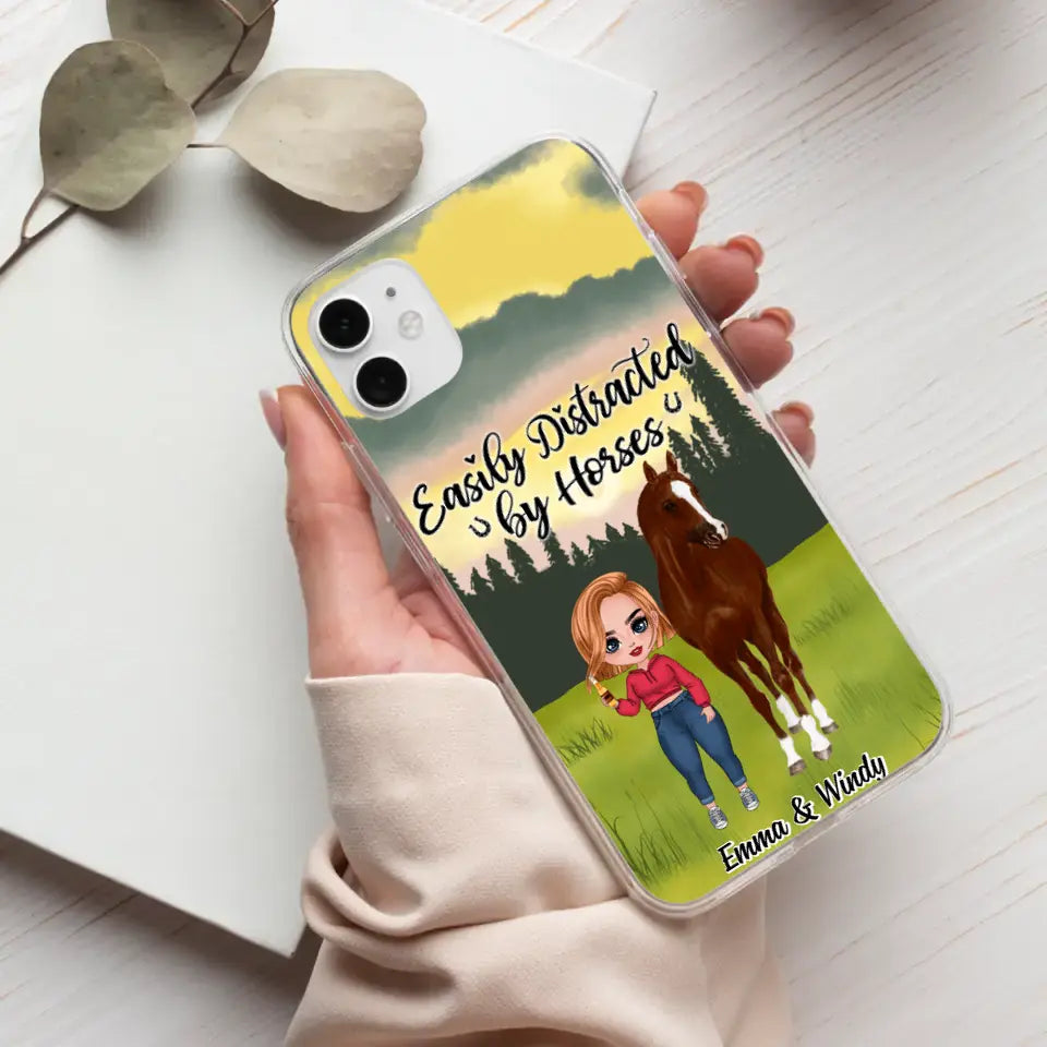 Easily Distracted By Horses - Personalized Phone Case For Her, Horse Lovers, Case For Iphone/Samsung