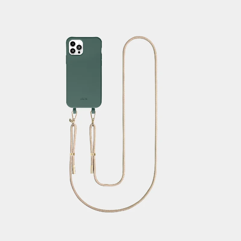 Green Phone Case +  Beige Crossbody Strap