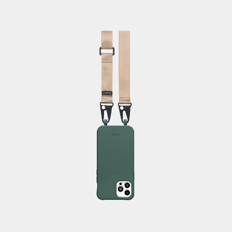 Green Phone Case + Nude Crossbody Lanyard