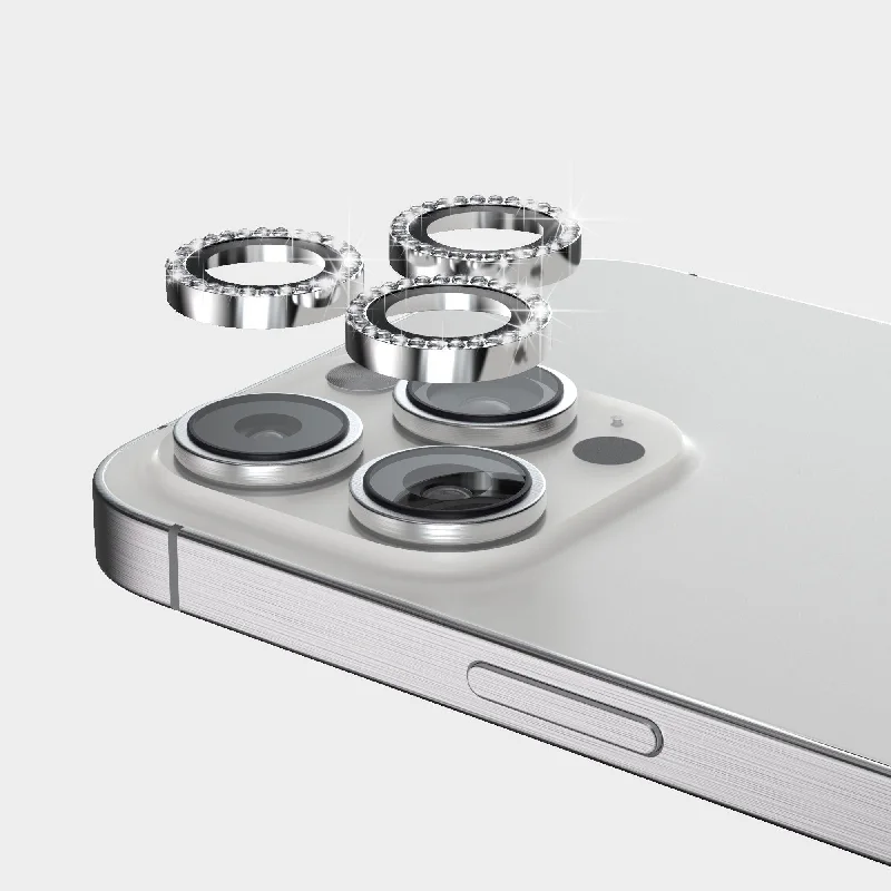 iPhone 15 Pro Max Camera Lens Bling Silver