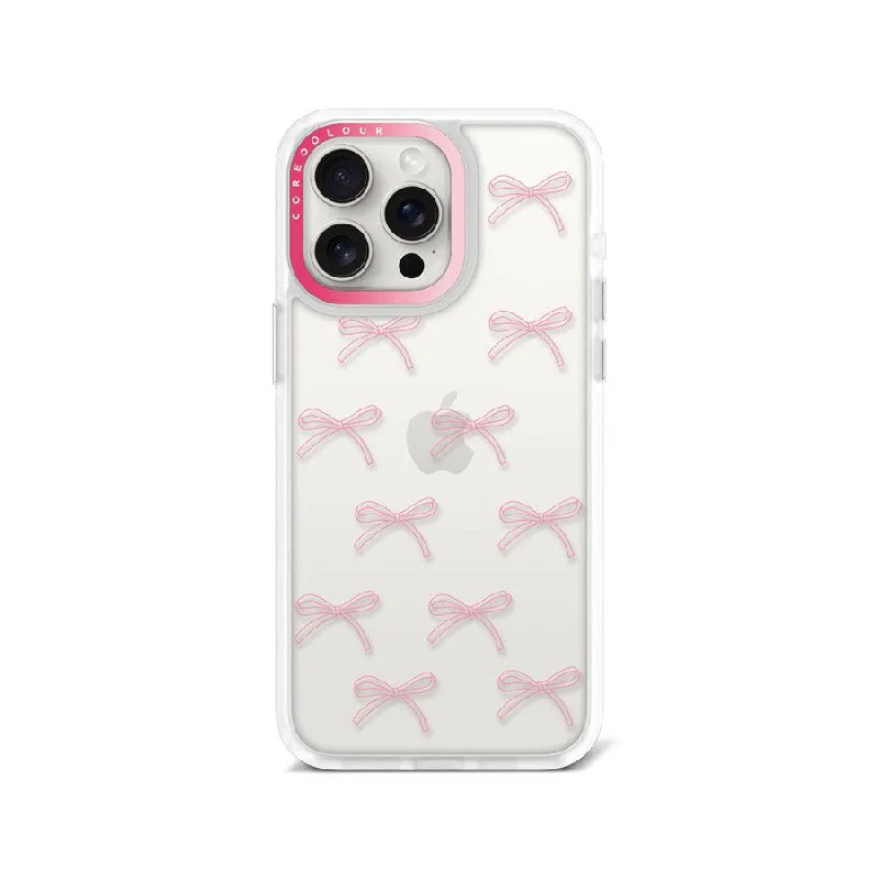 iPhone 15 Pro Max Pink Ribbon Minimal Line Phone Case