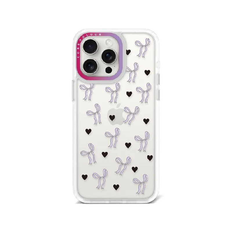 iPhone 15 Pro Max Purple Ribbon Heart Phone Case