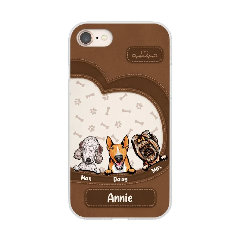 Leather Pattern Dog Mom - Personalized Gifts for Custom Dog Phone Case for Dog Mom, Dog Lovers