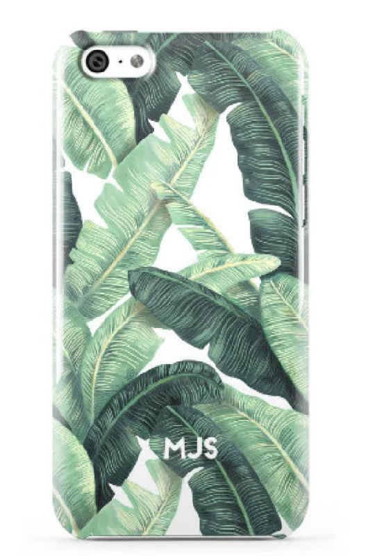 Palm Beach Chic White All Over Banana Leaves Phone Case