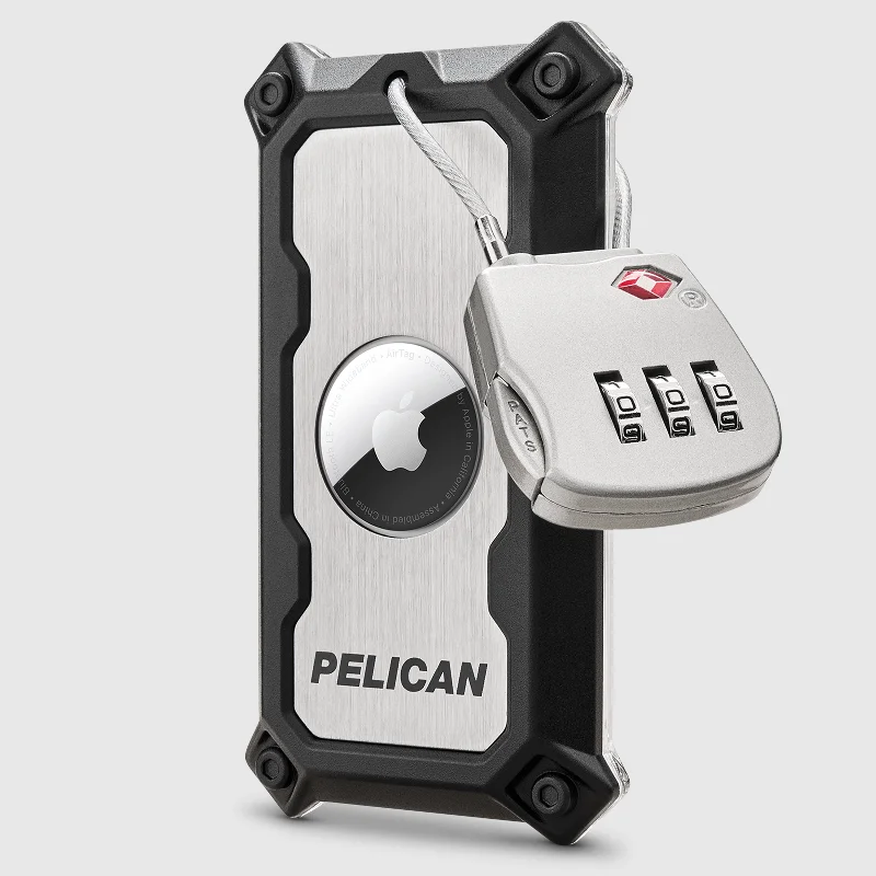 Pelican AirTag Tracker Luggage Lock Brushed Aluminum