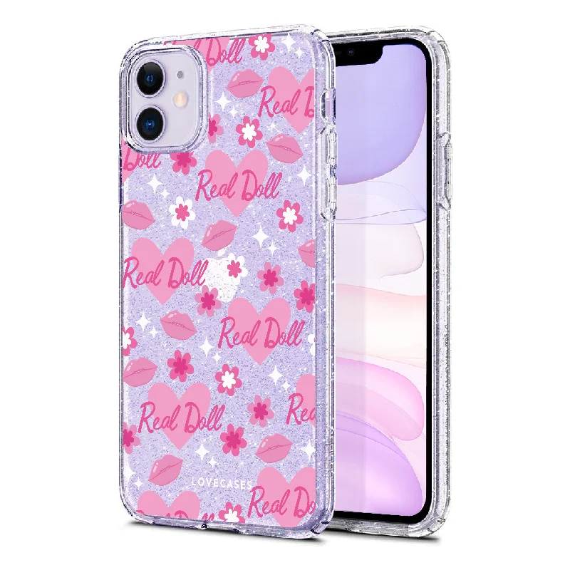 Pink Real Doll Pattern Glitter Phone Case