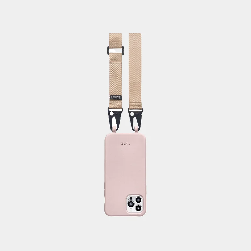 Pink Phone Case + Nude Crossbody Lanyard