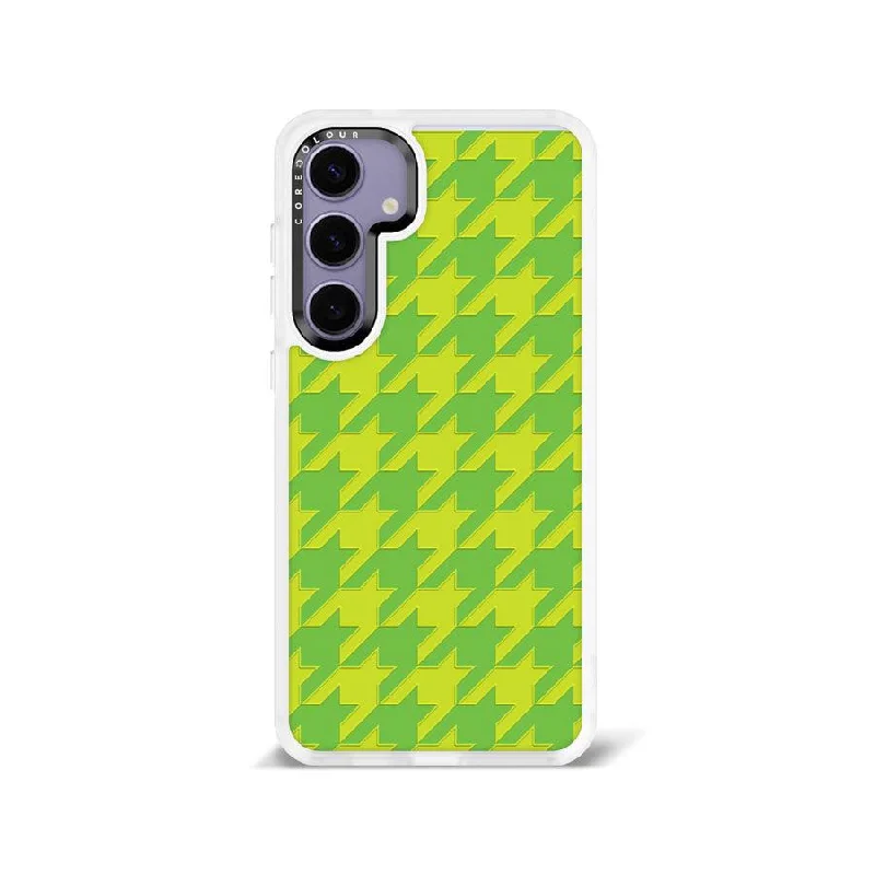 Samsung Galaxy S24+ Green Houndstooth Phone Case