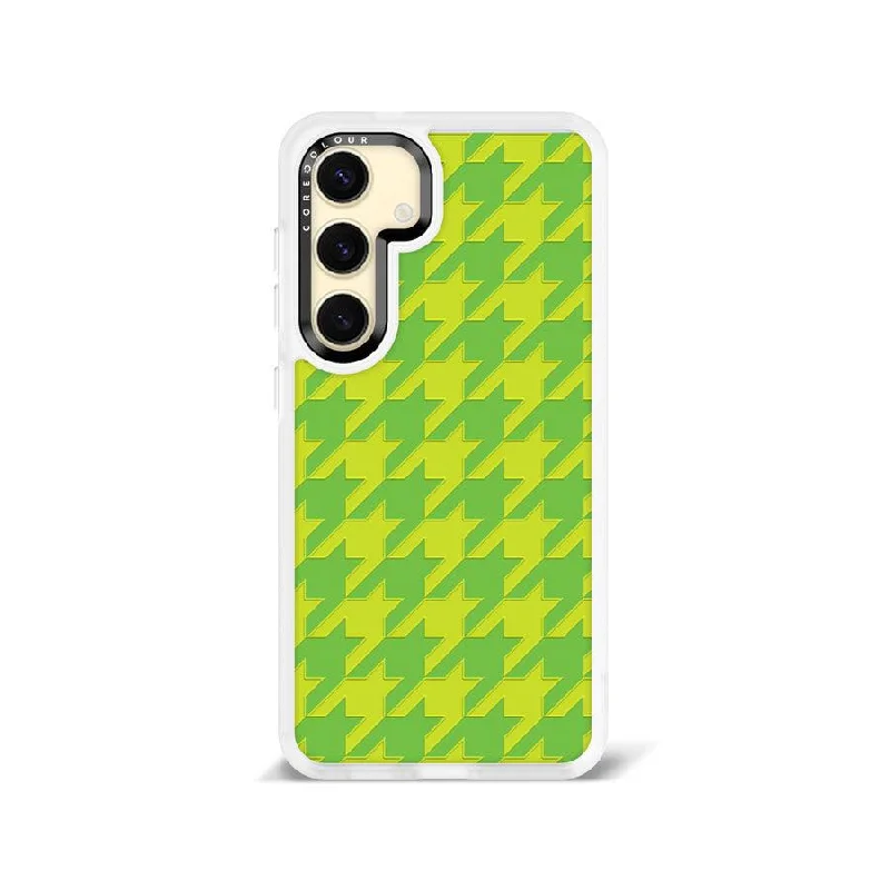 Samsung Galaxy S24 Green Houndstooth Phone Case