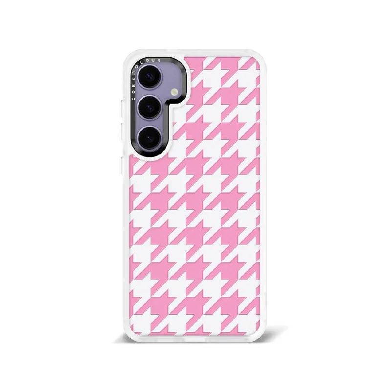 Samsung Galaxy S24+ Pink Houndstooth Phone Case