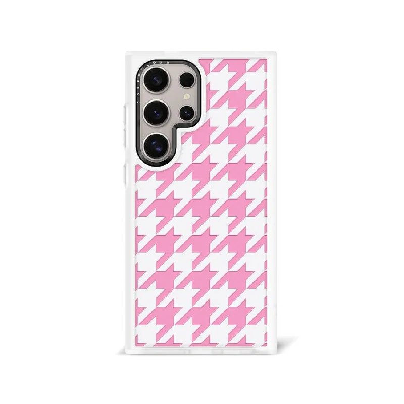 Samsung Galaxy S24 Ultra Pink Houndstooth Phone Case