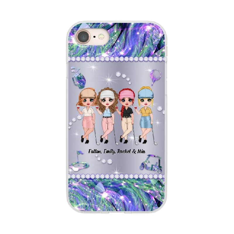 Up To 4 Chibi Golf Friends - Personalized Phone Case For Her, Friends, Sisters, Golf