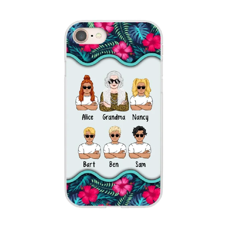 Up to 4 Kids Floral Grandma - Personalized Gifts Custom Phone Case for Grandma