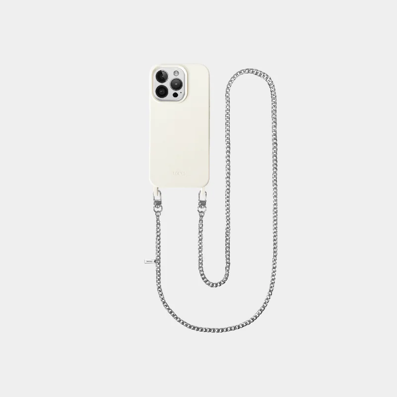 Off-White Phone Case + Silver-Plated Crossbody Chain