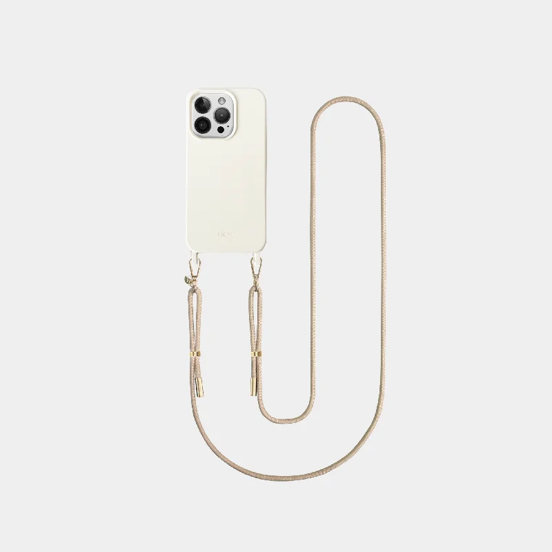 Off-White Phone Case + Beige Crossbody Strap