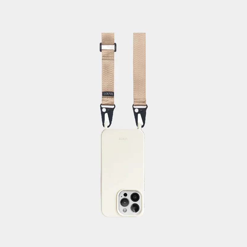 Off-White Phone Case + Nude Crossbody Lanyard