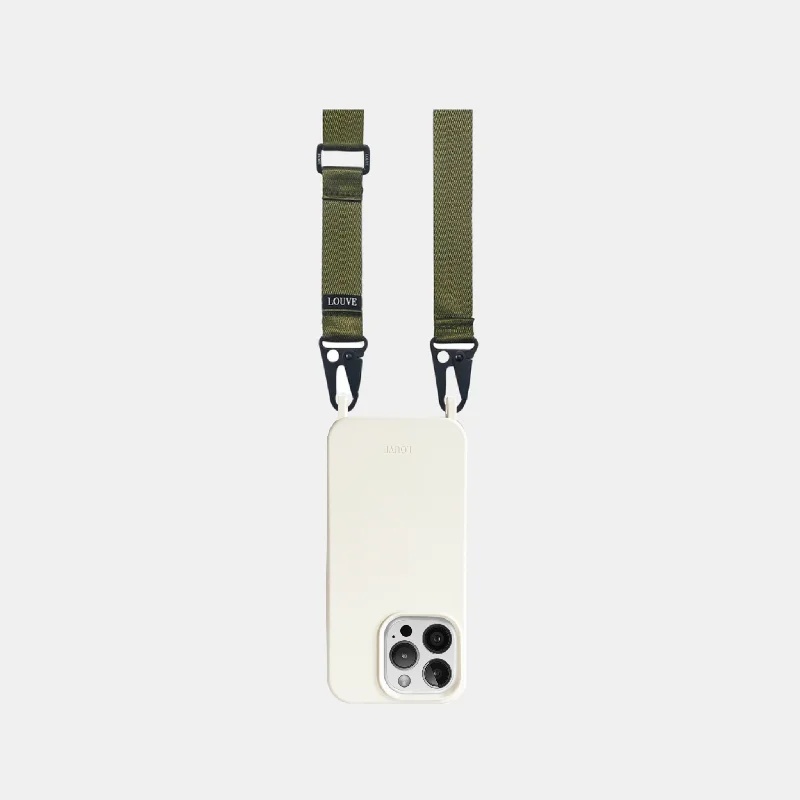 Off-White Phone Case + Olive Crossbody Lanyard