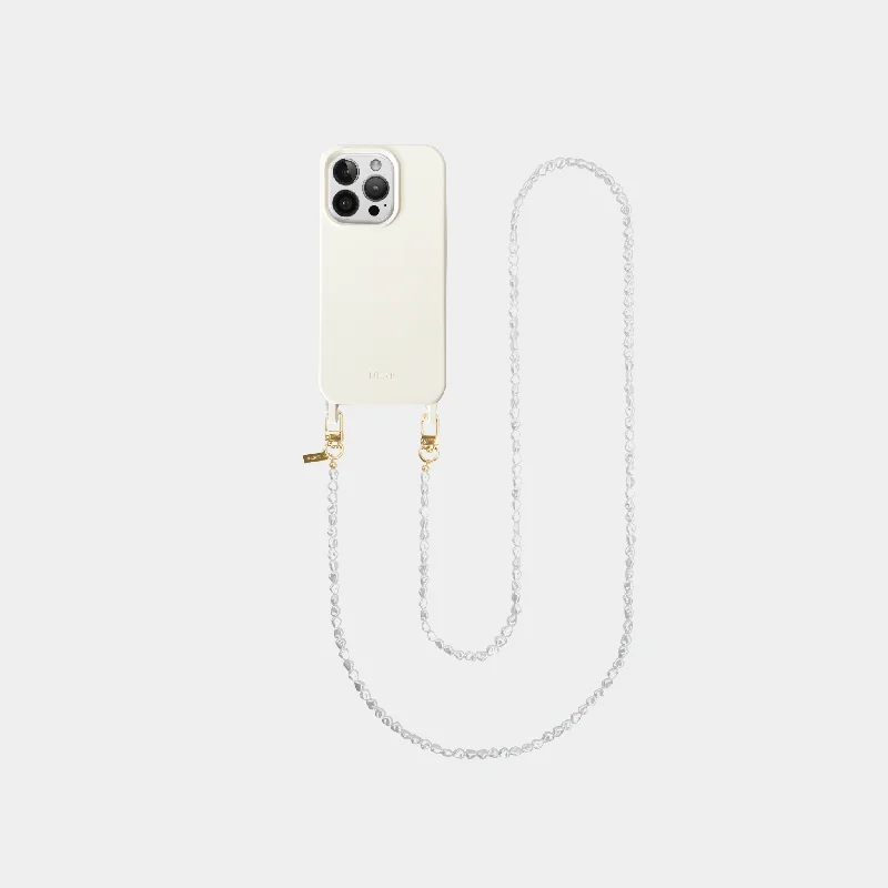 Off-White Phone Case + Pearl Crossbody Chain